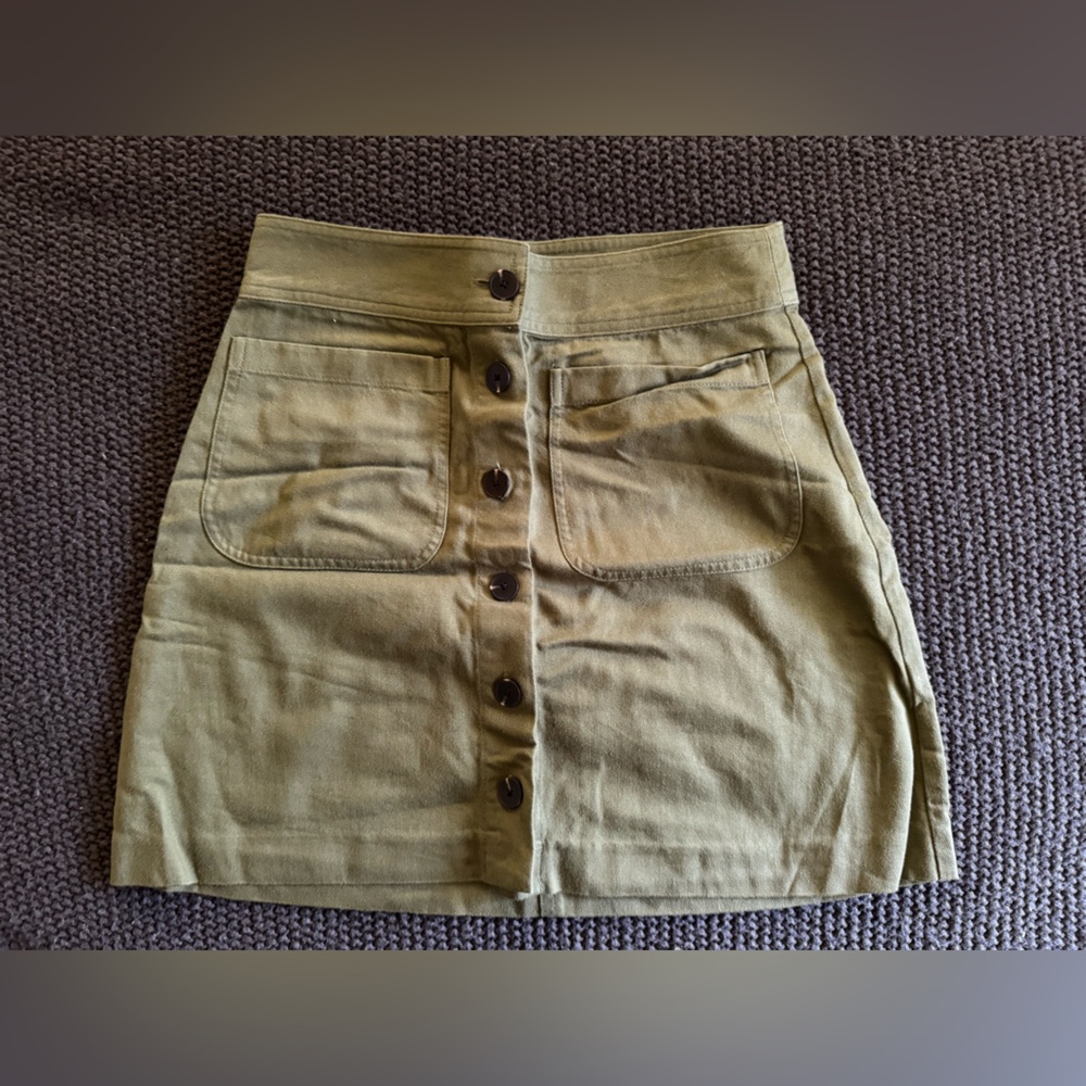 MADEWELL Olive Button-Front Skirt Size 00